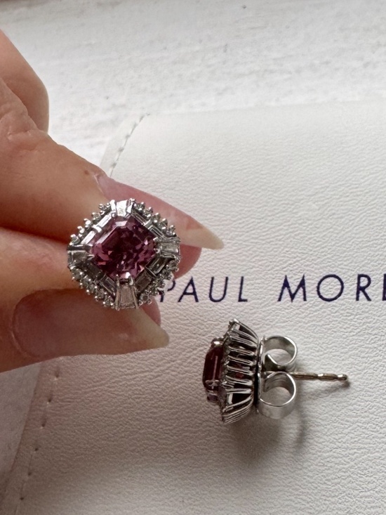 Paul Morelli Jewelry - Paul Morelli Pink Spinel and Diamond Stud Earrings in 18K White Gold